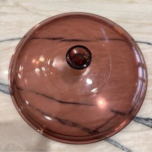 Pyrex Cranberry Round Glass LID 624C 8¾"